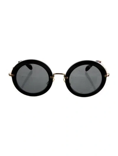 Pre-owned Miu Miu Round Tinted Sunglasses In Black/gold