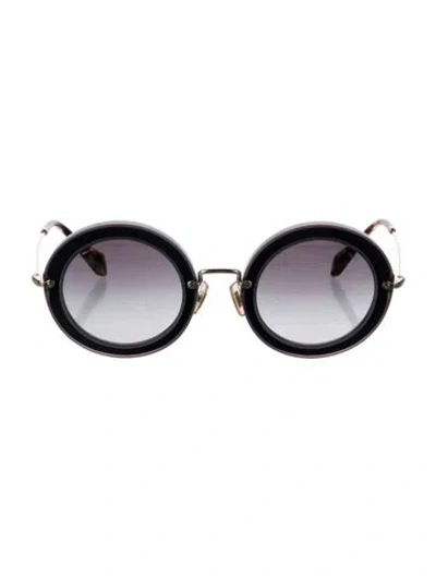 Pre-owned Miu Miu Round Tinted Sunglasses In Blue
