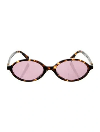 Pre-owned Miu Miu Round Tinted Sunglasses In Brown