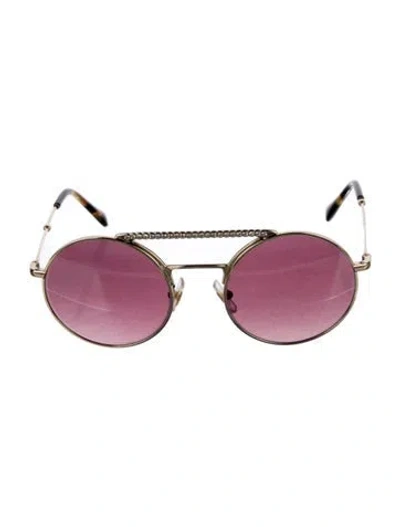 Pre-owned Miu Miu Round Tinted Sunglasses In Gold