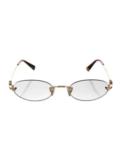 Pre-owned Miu Miu Round Tinted Sunglasses In Gold