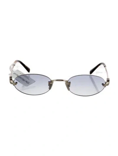 Pre-owned Miu Miu Round Tinted Sunglasses In Gold
