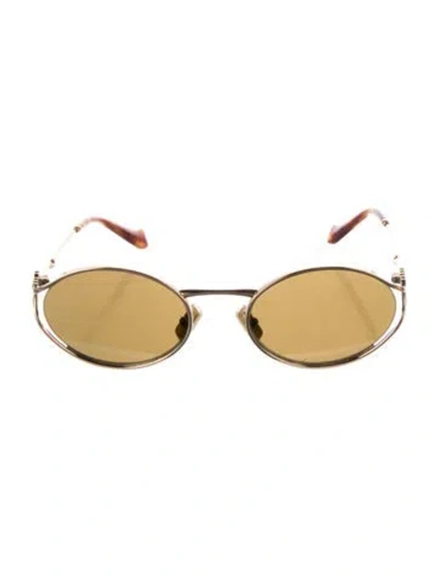 Pre-owned Miu Miu Round Tinted Sunglasses In Gold