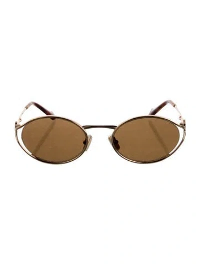 Pre-owned Miu Miu Round Tinted Sunglasses In Gold