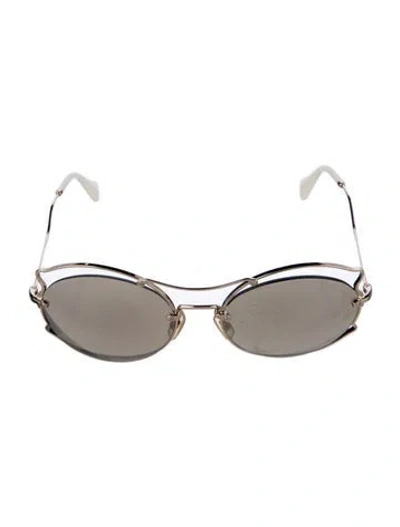 Pre-owned Miu Miu Round Tinted Sunglasses In Silver