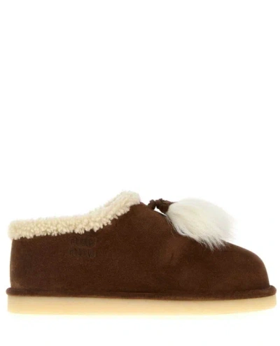 MIU MIU MIU MIU ROUND-TOE FLAT SHOES