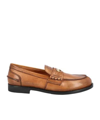 Miu Miu Round-toe Loafers In Brown