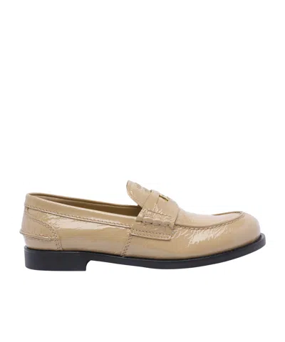 Miu Miu Round Toe Loafers In Yellow