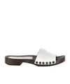 Miu Miu Leather Logo Slide Clogs In White