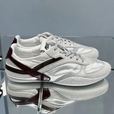 Miu Miu Round Toe Sneakers In Gray