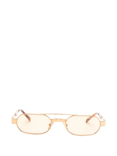 Miu Miu Round-frame Sunglasses In Gold