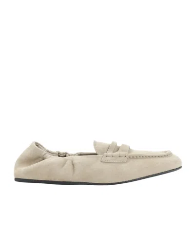 Miu Miu Dederto Suede Lamb Leather Loafers In Neutral