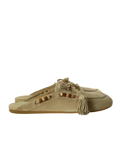 Miu Miu Bead-embellished Tassel-detail Mules In Neutral