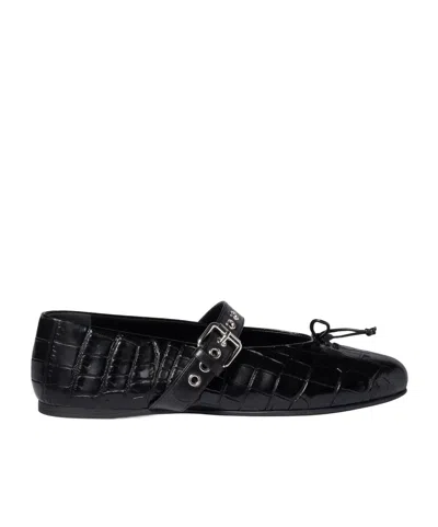 Miu Miu Round-toed Ballet Shoes In Black