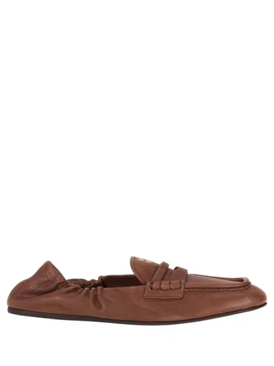 Miu Miu Mocassini Camoscio In Brown