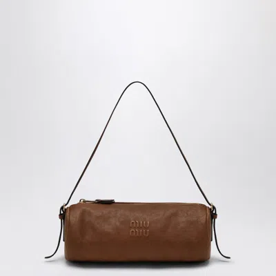 Miu Miu Rovere-coloured Nappa Pouch Women In Brown