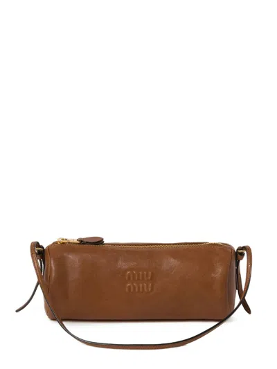 Miu Miu Rovere Leather Pouch In Purple
