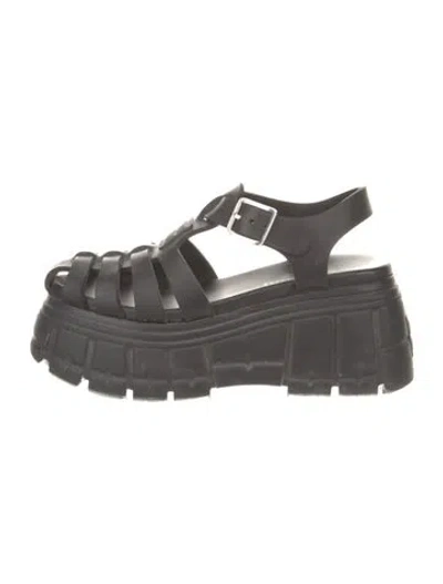 Pre-owned Miu Miu Rubber Espadrilles In Black