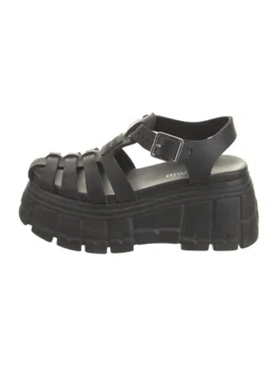 Pre-owned Miu Miu Rubber Espadrilles In Black