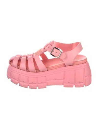Pre-owned Miu Miu Rubber Gladiator Sandals In Pink