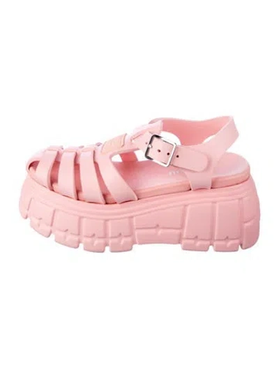 Pre-owned Miu Miu Rubber Gladiator Sandals In Pink