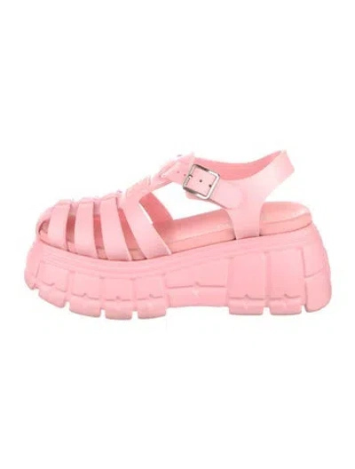 Pre-owned Miu Miu Rubber Gladiator Sandals In Pink