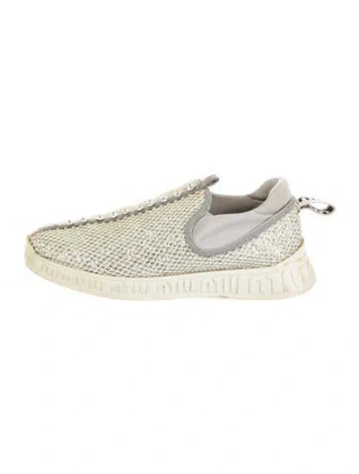 Pre-owned Miu Miu Rubber Glitter Accents Sneakers In Silver