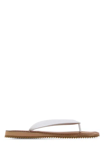 Miu Miu Rubber Thong Slippers With Leather Interior In White