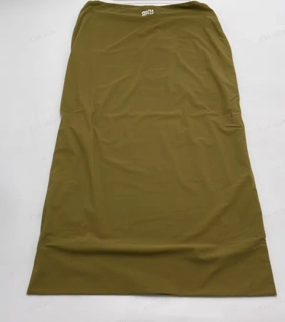 Miu Miu Rubberized-logo Midi Skirt In Green