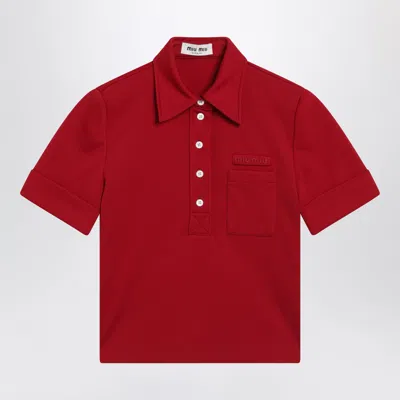 Miu Miu Ruby Red Technical Jersey Polo