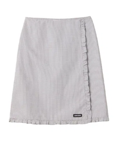 Miu Miu Ruched Check Skirt In Multi
