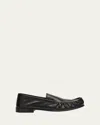Miu Miu Ruched Leather Mocassin Loafers In Black