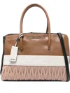 Miu Miu Ruched Logo-detail Tote Bag In Brown
