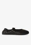 Miu Miu Ruched Nappa Leather Ballet Flats In Black