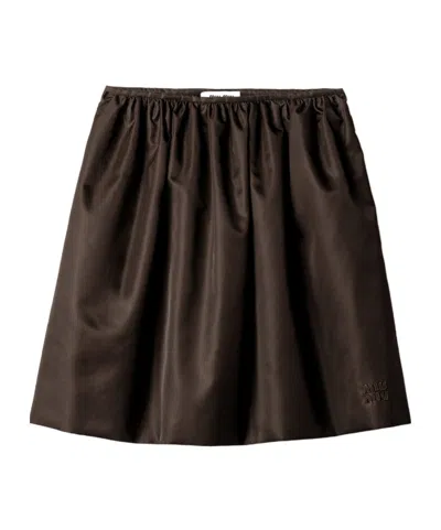Miu Miu Ruched Skirt In Brown
