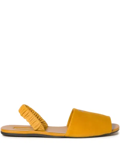 Miu Miu Ruched Suede Sandals
