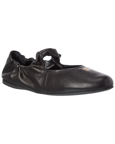 Miu Miu Ruches Leather Ballerina Flat