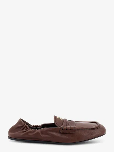 Miu Miu Ruches Leather Loafers In Black