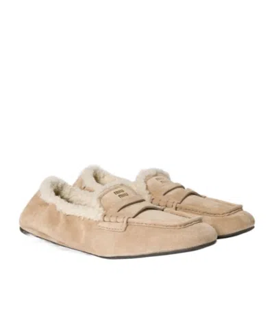 Miu Miu Ruches Loafers In Brown