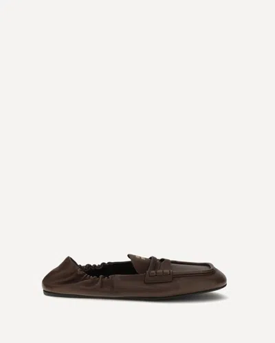Miu Miu Ruches Loafers In Nappa Leather In Brown