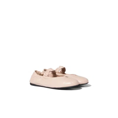 Miu Miu Ruches Nappa Leather Ballerinas In Pink