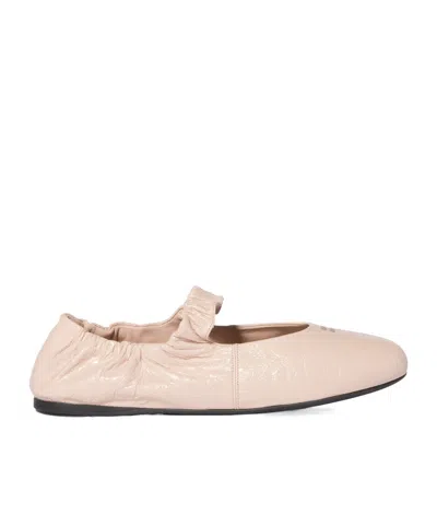 Miu Miu Ruches Nappa Leather Ballerinas In Pink