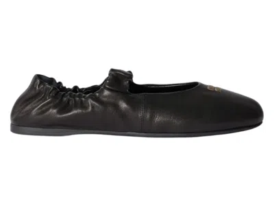 Pre-owned Miu Miu Ruches Nappa Leather Ballerinas (women's) Sneakers In Black
