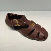 Miu Miu Fisherman Buckle Leather Sandals In Brown