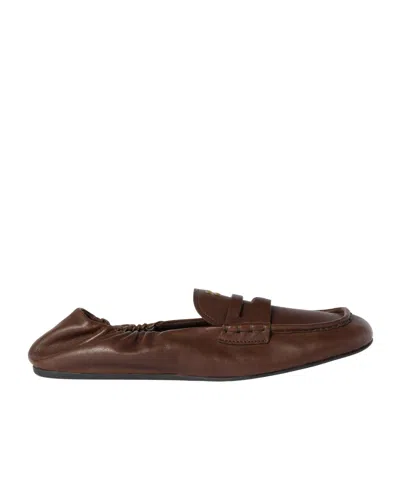Miu Miu Nappa Leather Loafers In Briarwood