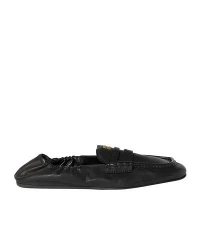 MIU MIU RUCHES NAPPA LEATHER LOAFERS