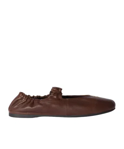 MIU MIU RUCHES NAPPA LEATHER BALLERINAS