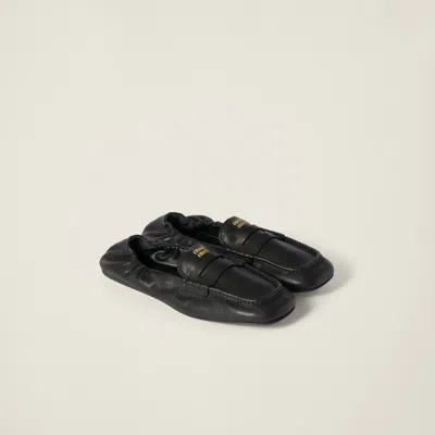 Miu Miu Nappa Leather Loafers In Black