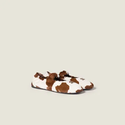 Miu Miu Ruches Printed Leather Ballerinas In Multi
