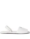 Miu Miu Ruches Nappa Leather Sandals In White